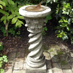 Statues & Sculptures Garden Sundials-Roman Aged Brass Stone Garden Sundial