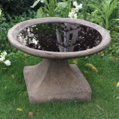 Statues & Sculptures Bird Baths-Rutland Modern Stone Garden Bird Bath