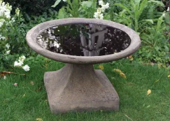 Statues & Sculptures Bird Baths-Rutland Modern Stone Garden Bird Bath