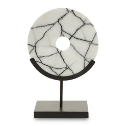 Statues & Sculptures Table Top|Abstract-Sacred Circle 34cm White Marble Indoor Sculpture