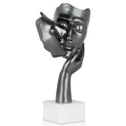 Statues & Sculptures Figurative|Table Top-Secret Kiss 50cm Anthracite Resin Indoor Sculpture