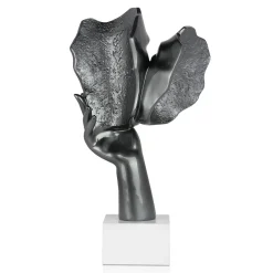 Statues & Sculptures Figurative|Table Top-Secret Kiss 50cm Anthracite Resin Indoor Sculpture