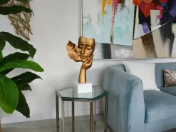 Statues & Sculptures Figurative|Table Top-Secret Kiss 50cm Bronze Resin Indoor Sculpture