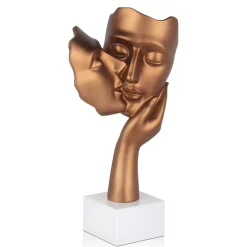 Statues & Sculptures Figurative|Table Top-Secret Kiss 50cm Bronze Resin Indoor Sculpture
