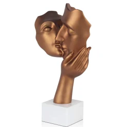 Statues & Sculptures Figurative|Table Top-Secret Kiss 50cm Bronze Resin Indoor Sculpture