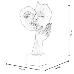 Statues & Sculptures Figurative|Table Top-Secret Kiss 50cm Bronze Resin Indoor Sculpture