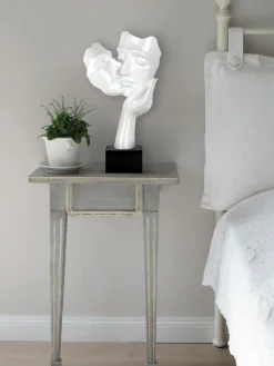 Statues & Sculptures Figurative|Table Top-Secret Kiss 50cm White Resin Indoor Sculpture