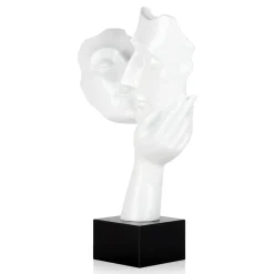Statues & Sculptures Figurative|Table Top-Secret Kiss 50cm White Resin Indoor Sculpture