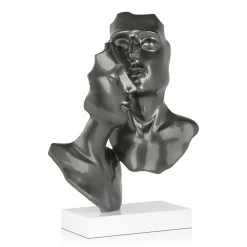 Statues & Sculptures Figurative|Table Top-Secret Lovers 57cm Anthracite Resin Indoor Sculpture