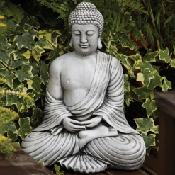 Statues & Sculptures Buddha-Serene Thai Stone Buddha Garden Ornament