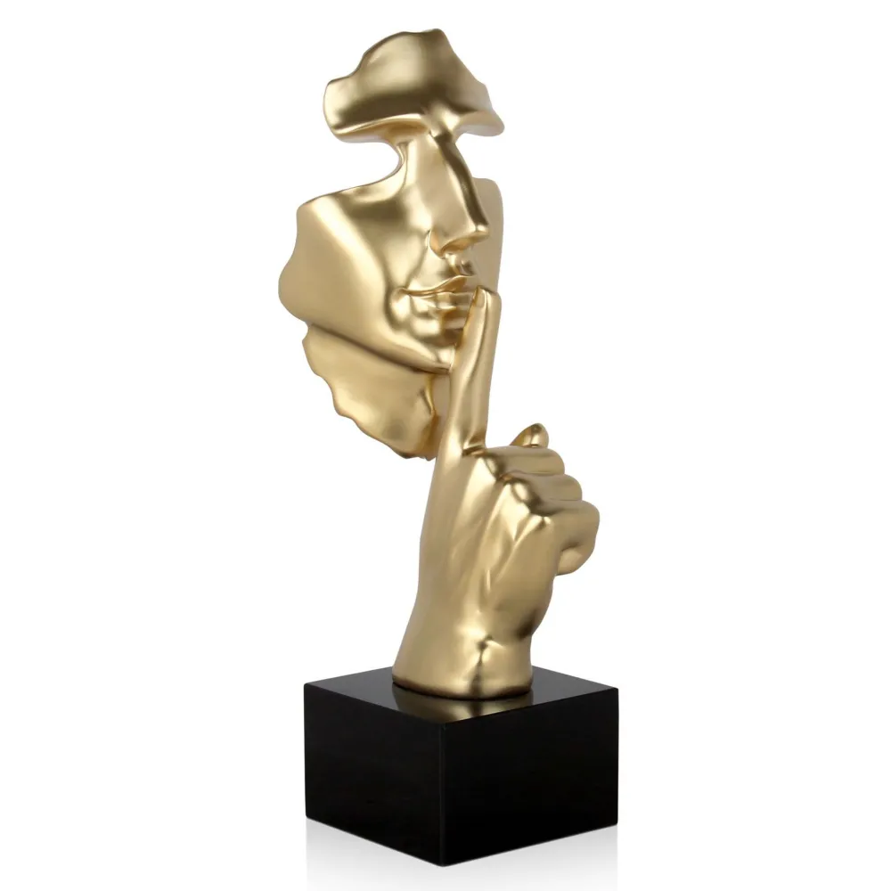 Statues & Sculptures Figurative|Table Top-Silent Warrior 48cm Gold Resin Indoor Sculpture