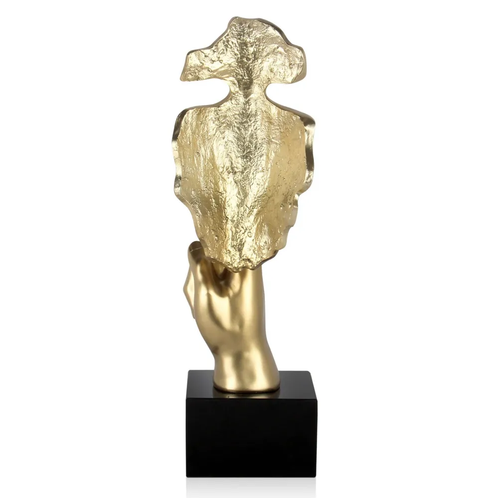 Statues & Sculptures Figurative|Table Top-Silent Warrior 48cm Gold Resin Indoor Sculpture