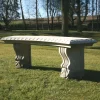 Statues & Sculptures Stone Benches-Single Curved Plain Stone Bench - Large Garden Benches