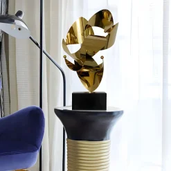 Statues & Sculptures Table Top|Abstract-Spacial Drift 57cm Gold Metal Indoor Sculpture