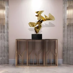 Statues & Sculptures Table Top|Abstract-Spacial Drift 59cm Gold Metal Indoor Sculpture