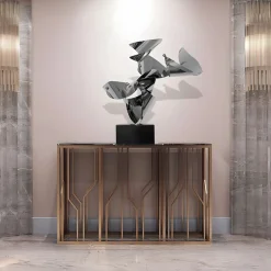 Statues & Sculptures Table Top|Abstract-Spacial Drift 59cm Silver Metal Indoor Sculpture