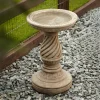 Statues & Sculptures Bird Baths-Spiral Design Stone Garden Birdbath