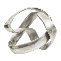 Statues & Sculptures Table Top|Abstract-Spiral Elegance 16cm Silver Metal Indoor Sculpture