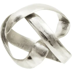 Statues & Sculptures Table Top|Abstract-Spiral Elegance 16cm Silver Metal Indoor Sculpture