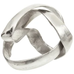 Statues & Sculptures Table Top|Abstract-Spiral Elegance 16cm Silver Metal Indoor Sculpture