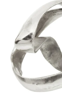 Statues & Sculptures Table Top|Abstract-Spiral Elegance 16cm Silver Metal Indoor Sculpture