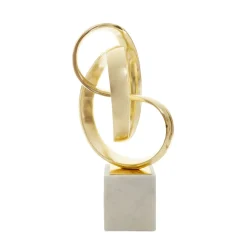 Statues & Sculptures Table Top|Abstract-Spiral Symphony 34cm Gold Metal Indoor Sculpture
