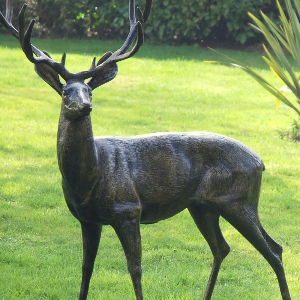 Statues & Sculptures Stags & Deers-Stag Doe & Fawn Collection Bronze Metal Garden Statues