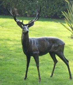 Statues & Sculptures Stags & Deers-Stag Doe & Fawn Collection Bronze Metal Garden Statues
