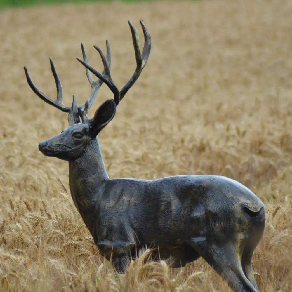 Statues & Sculptures Stags & Deers-Stag Doe & Fawn Collection Bronze Metal Garden Statues