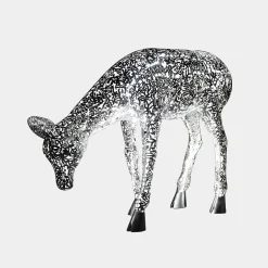 Statues & Sculptures Wildlife|Stags & Deers-Starlight Stag 90cm LED Silver Metal Garden Sculpture