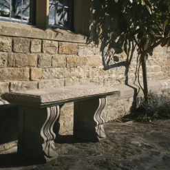 Statues & Sculptures Stone Benches-Straight Plain Stone Garden Bench