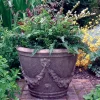 Statues & Sculptures Large|Round-Swagg Urn Stone Garden Planter