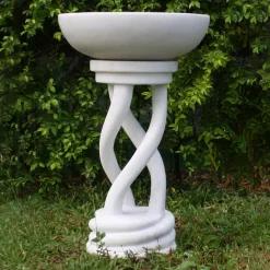 Statues & Sculptures Bird Baths-Thirlmere Modern Marble Resin Garden Birdbath