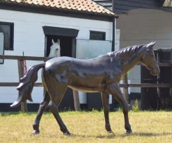 Statues & Sculptures Horses-Thoroughbred Horse Life-Size Bronze Metal Garden Statue