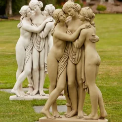 Statues & Sculptures Greek-Three Graces Bathstone Stone Garden Statue