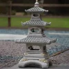 Statues & Sculptures Pagodas-Three Tier Japanese Pagoda Stone Garden Ornament
