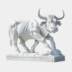 Statues & Sculptures Farm|Modern-Titan Bull 150cm White Marble Garden Statue v2