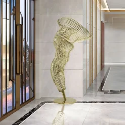 Statues & Sculptures Floor Standing|Abstract-Tornado 152cm Gold Metal Garden Sculpture