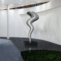 Statues & Sculptures Giant|Floor Standing-Tornado 197cm Silver Metal Garden Sculpture v3