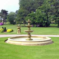 Statues & Sculptures Water Features-Triple Tier Fountain & Pool Surround Stone Water Feature