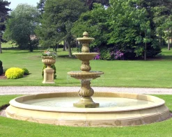 Statues & Sculptures Water Features-Triple Tier Fountain & Pool Surround Stone Water Feature