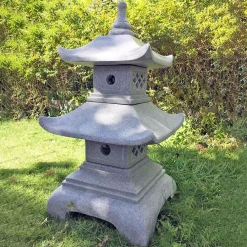 Statues & Sculptures Pagodas-Two Tier Japanese Pagoda Lantern Granite Garden Ornament