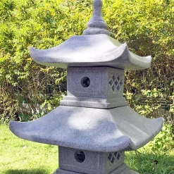 Statues & Sculptures Pagodas-Two Tier Japanese Pagoda Lantern Granite Garden Ornament