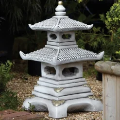 Statues & Sculptures Pagodas-Two Tier Japanese Pagoda Stone Garden Ornament