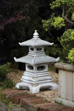 Statues & Sculptures Pagodas-Two Tier Japanese Pagoda Stone Garden Ornament