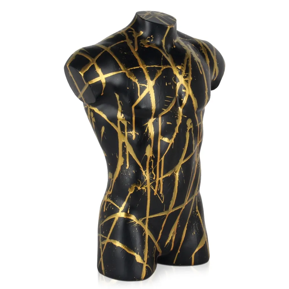 Statues & Sculptures Figurative|Table Top-Valiant Torso 50cm Black Resin Indoor Sculpture