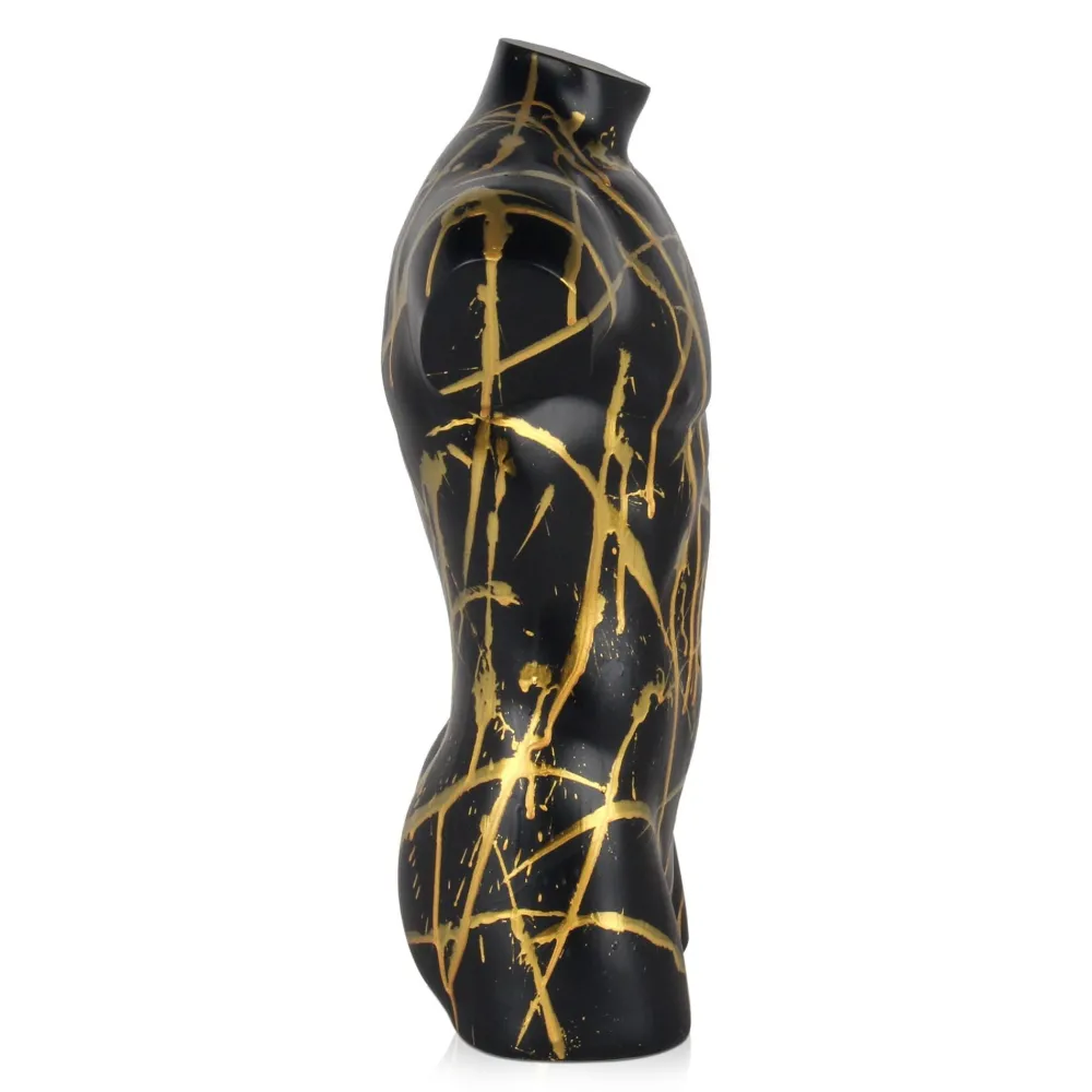 Statues & Sculptures Figurative|Table Top-Valiant Torso 50cm Black Resin Indoor Sculpture