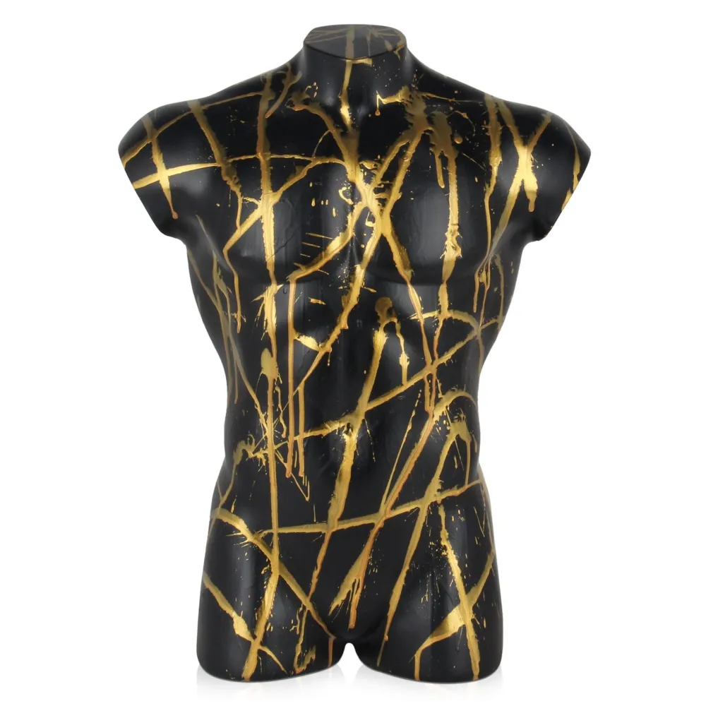 Statues & Sculptures Figurative|Table Top-Valiant Torso 50cm Black Resin Indoor Sculpture