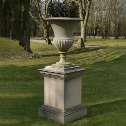 Statues & Sculptures Large|Round-Verona Vase Stone Garden Planter on Pedestal