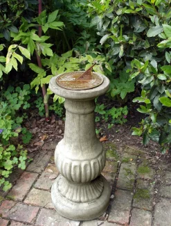 Statues & Sculptures Garden Sundials-Victorian Aged Brass Stone Garden Sundial